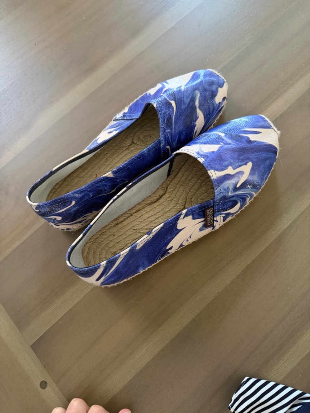 Penelope Chilvers Blue and White Marble Espadrilles